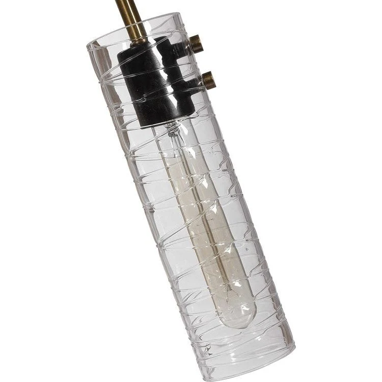 Uttermost Telesto Glass Cylinders with Textured Black and Antique Brass Accents 8 Light Pendant - Image 6