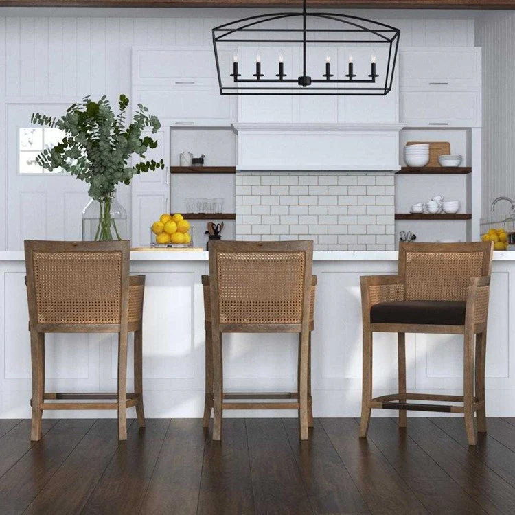 Uttermost Encore Dark Gray Fabric Cane Counter Stool