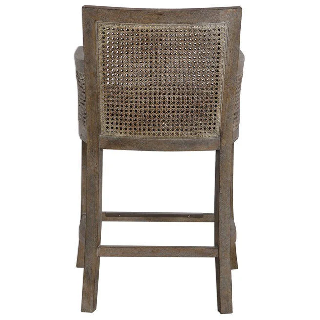 Uttermost Encore Dark Gray Fabric Cane Counter Stool - Image 6