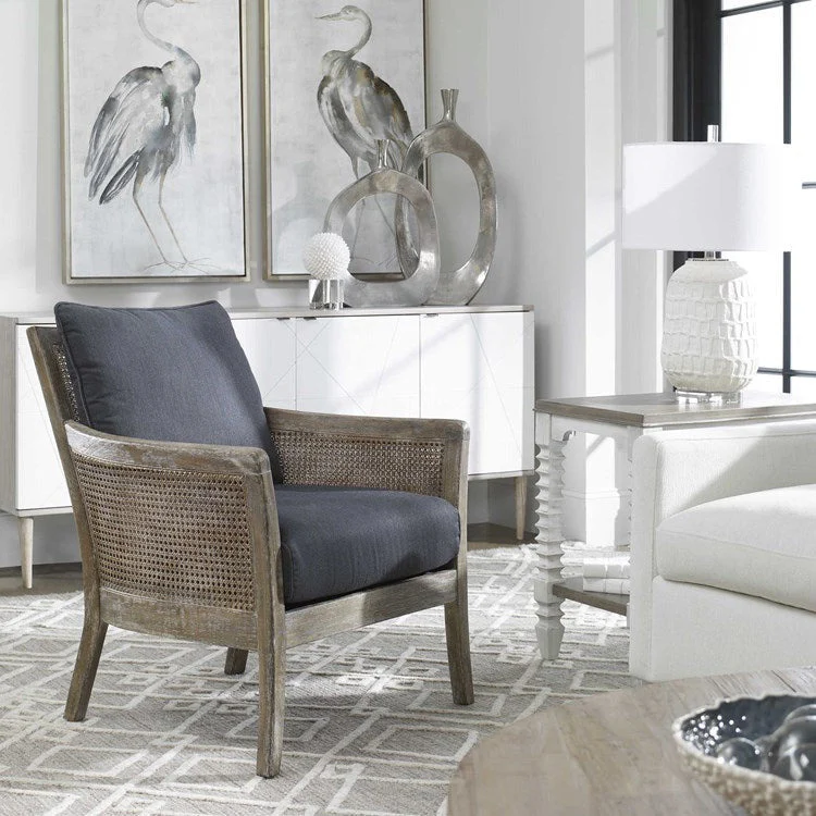 Uttermost Encore Dark Gray Fabric Cane Armchair - Image 3