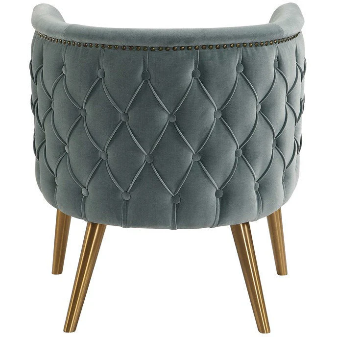 Uttermost Haider Slate Blue Velvet Barrel Accent Chair - Image 6