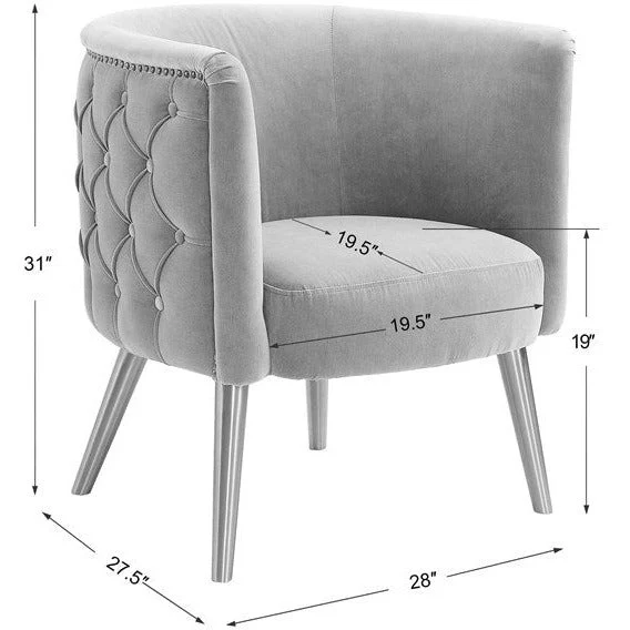 Uttermost Haider Slate Blue Velvet Barrel Accent Chair - Image 9