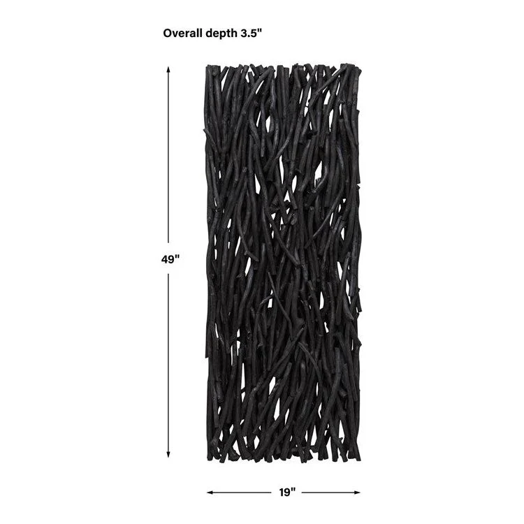 Uttermost Gathered Black Teak Wood Wall Panel - Image 6