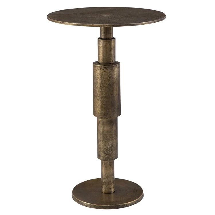 Uttermost Descend Antique Gold Textured Aluminum Modern Round Accent Table - Image 2