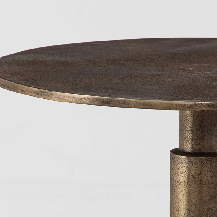 Uttermost Descend Antique Gold Textured Aluminum Modern Round Accent Table - Image 3