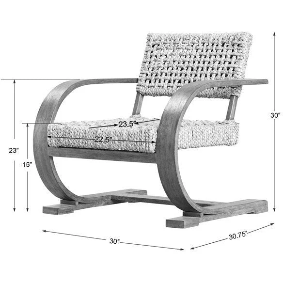 Uttermost Rehema Modern Bohemian Natural Woven Seat with Curved Wood Frame Accent Armchair - Image 8