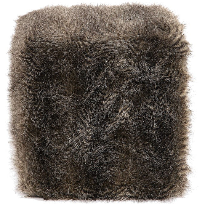 Uttermost Jayna Plush Chocolate Faux Fur Round Ottoman - Image 3