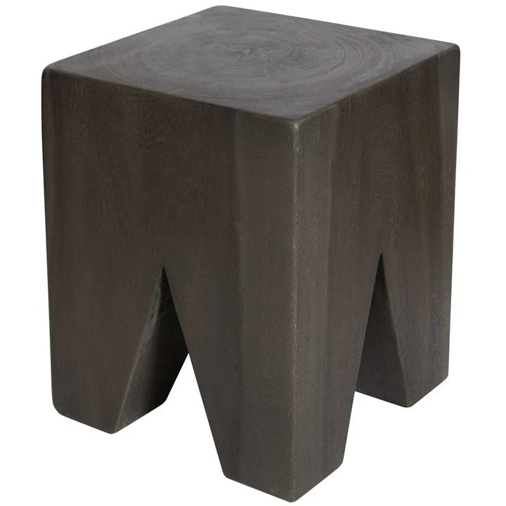 Uttermost Armin Dark Gray Wood Accent Stool - Image 3
