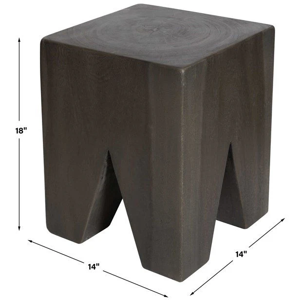 Uttermost Armin Dark Gray Wood Accent Stool - Image 5