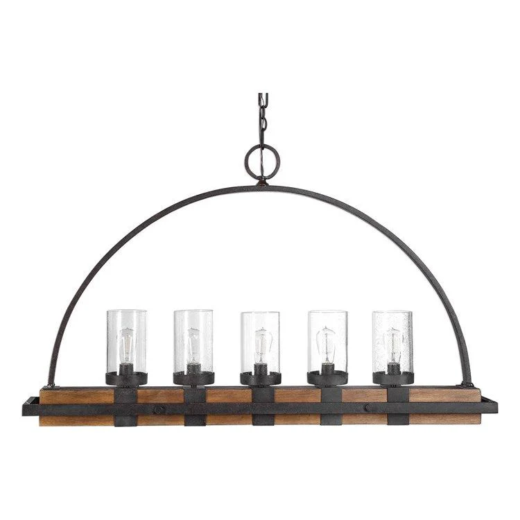 Uttermost Atwood Industrial Style Heavy Gauge Wood and Iron Kitchen Island Light - Image 3