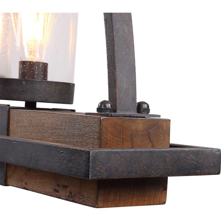 Uttermost Atwood Industrial Style Heavy Gauge Wood and Iron Kitchen Island Light - Image 4