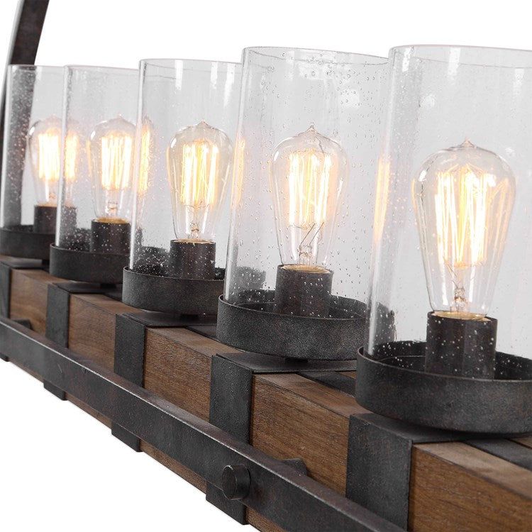 Uttermost Atwood Industrial Style Heavy Gauge Wood and Iron Kitchen Island Light - Image 5