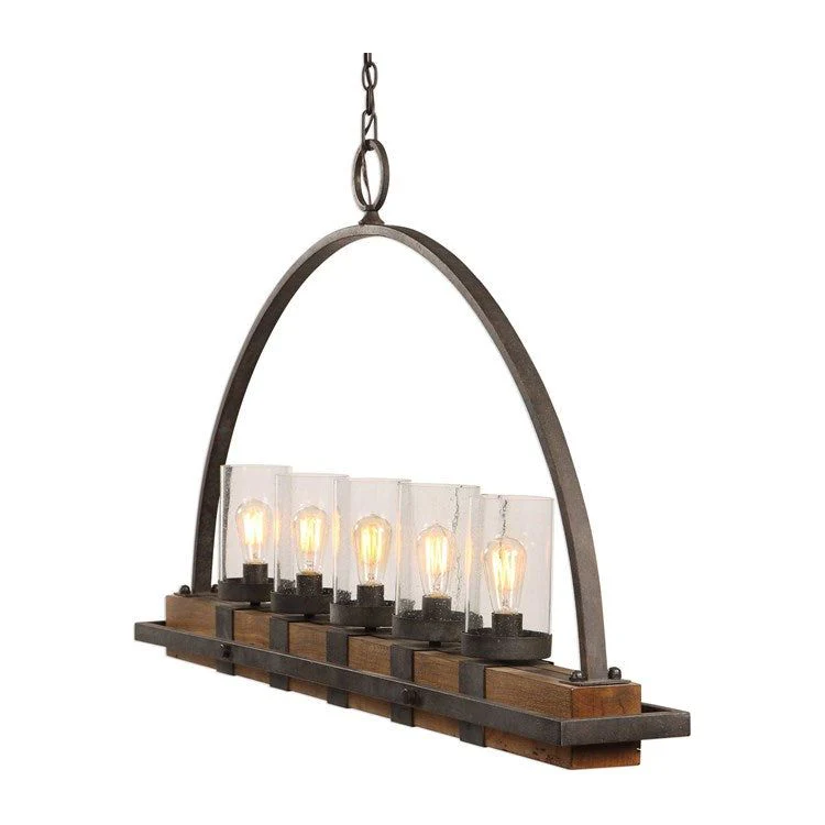 Uttermost Atwood Industrial Style Heavy Gauge Wood and Iron Kitchen Island Light - Image 7