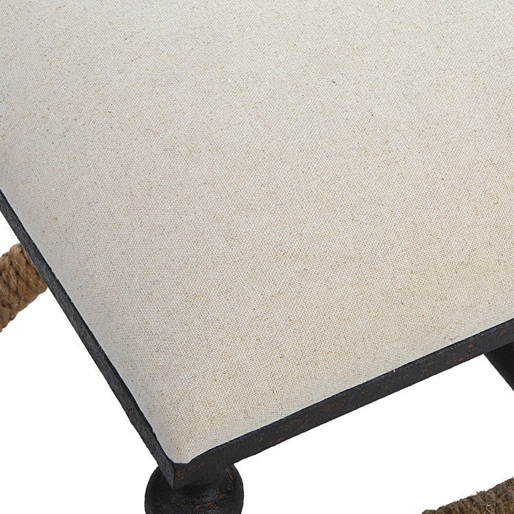 Uttermost Icaria Oatmeal Fabric Seat Cushion Rustic Modern Iron Bench - Image 5