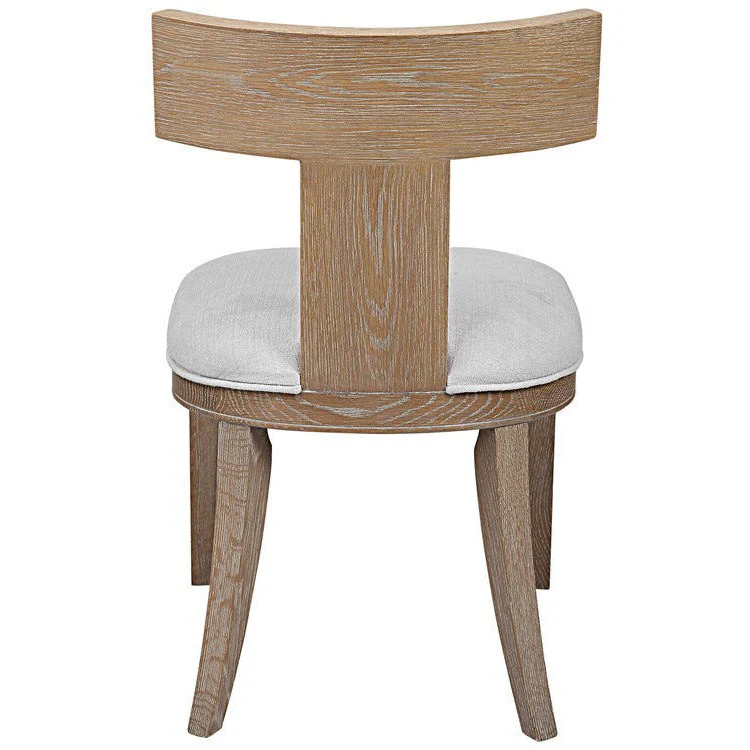 Uttermost Idris White Slubbed Performance Fabric Natural Wood Modern Dining Chair - Image 5