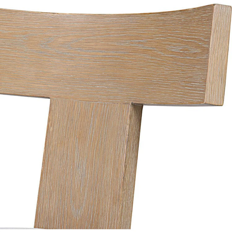 Uttermost Idris White Slubbed Performance Fabric Natural Wood Modern Dining Chair - Image 6
