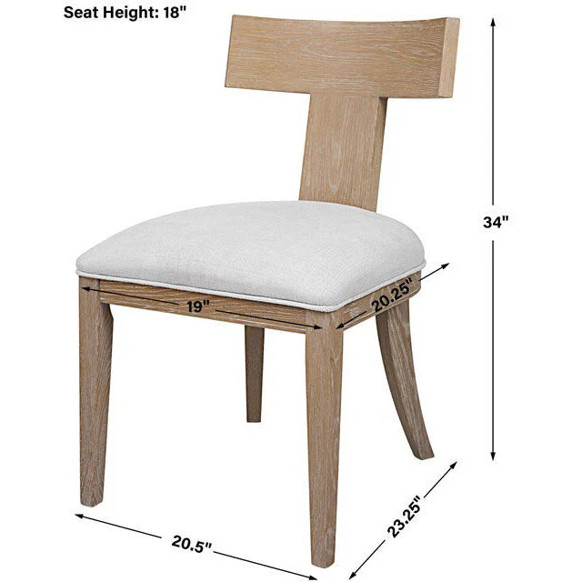 Uttermost Idris White Slubbed Performance Fabric Natural Wood Modern Dining Chair - Image 8