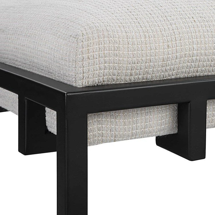 Uttermost Paradox White Fabric Counter Stool With Black Iron Base - Image 5
