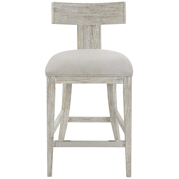 Uttermost Idris White Performance Fabric Whitewashed Wood Counter Stool - Image 6