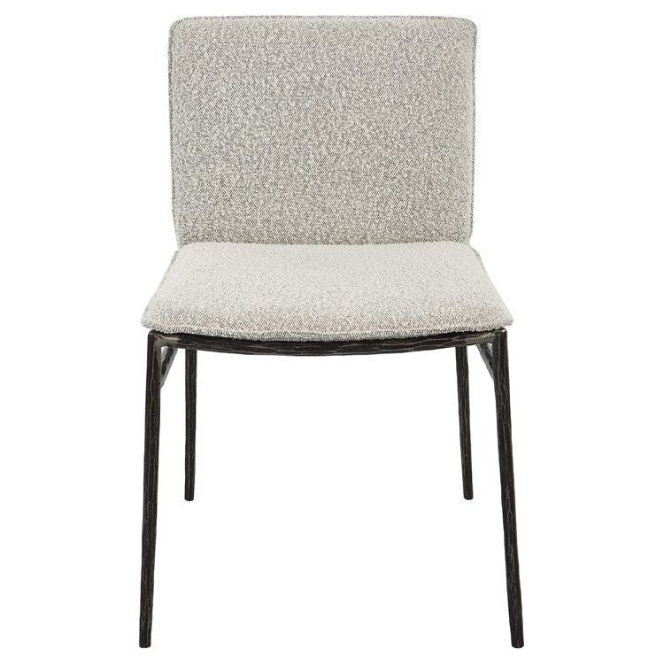 Uttermost Jacobsen Gray Boucle Fabric With Aged Black Iron Dining Chair - Image 2
