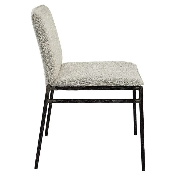 Uttermost Jacobsen Gray Boucle Fabric With Aged Black Iron Dining Chair - Image 5