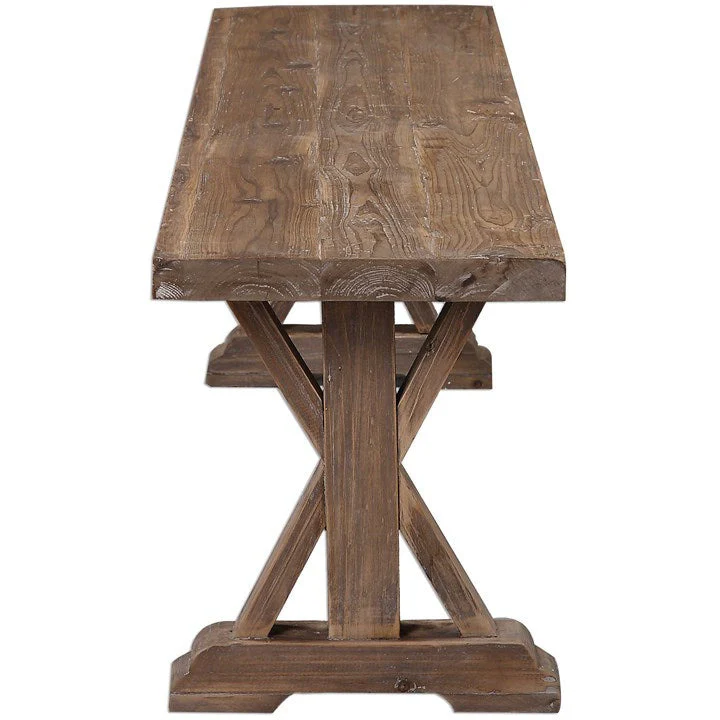 Uttermost Stratford Salvaged Fir Trestle Base Dining Bench - Image 5