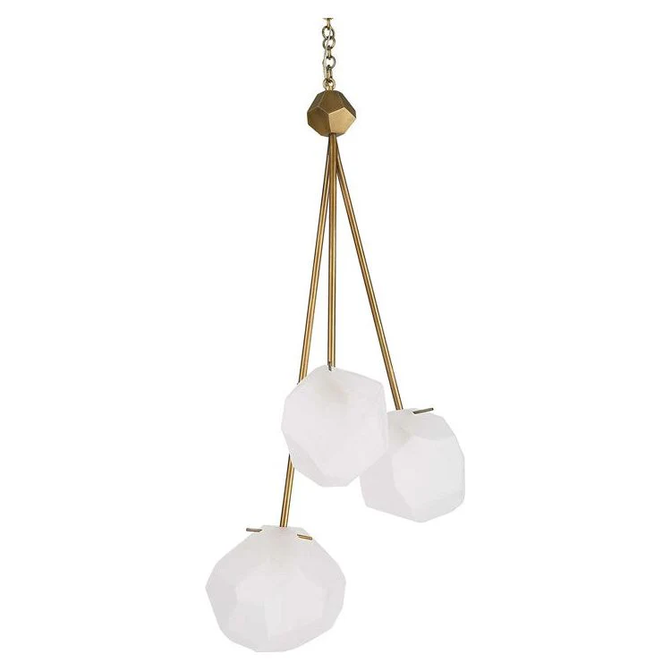 Uttermost Geodesic Frosted Geometric Shaped Glass With Matte Antique Brass Finish 3 Light Pendant - Image 5