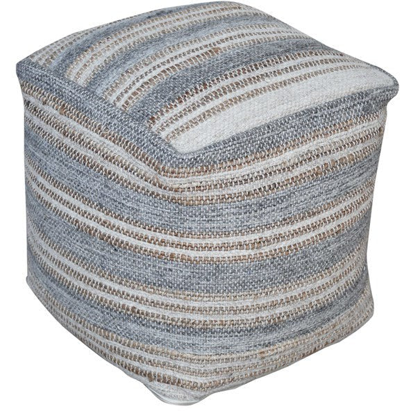 Uttermost Mesick Handwoven Light Gray & Cream Pouf - Image 2