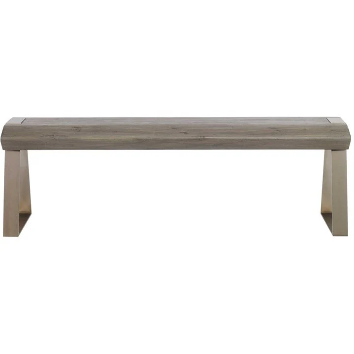 Uttermost Acai Gray Wash Wood Contemporary Pewter Metal Bench - Image 2