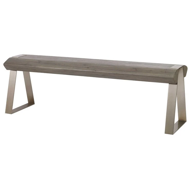 Uttermost Acai Gray Wash Wood Contemporary Pewter Metal Bench - Image 3