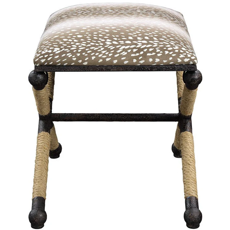 Uttermost Fawn Fabric Seat Natural Rope & Iron Small Bench - Image 4