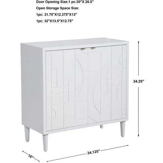 Uttermost Stockholm Gloss White 2 Door Cabinet - Image 7