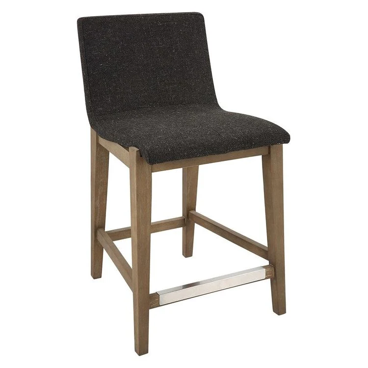 Uttermost Klemens Charcoal Fabric Seat with Light Walnut Base Counter Stool - Image 3