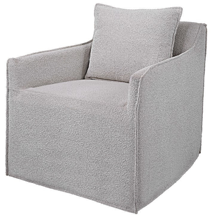 Uttermost Welland Boucle Fabric Slipcovered Swivel Chair - Image 3