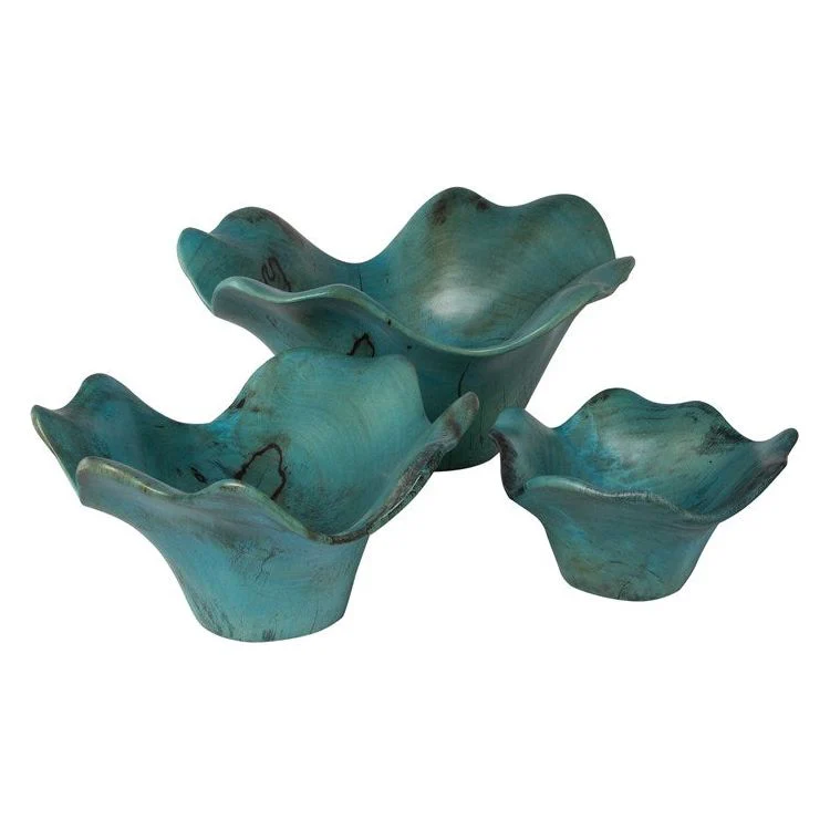 Uttermost Teo Set of 3 Soft Blue Green Tamarind Spalted Wood Wall Art Decor - Image 4