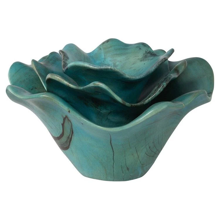 Uttermost Teo Set of 3 Soft Blue Green Tamarind Spalted Wood Wall Art Decor - Image 5