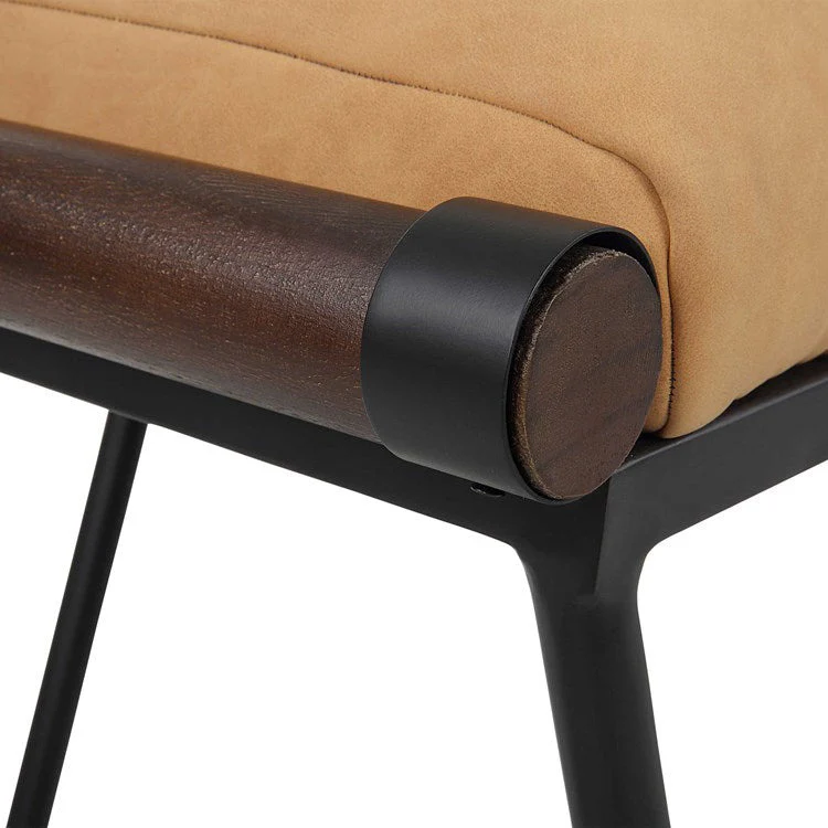 Uttermost Woodstock Rich Caramel Faux Suede Fabric Seat Cushion Modern Black Iron Bench - Image 6