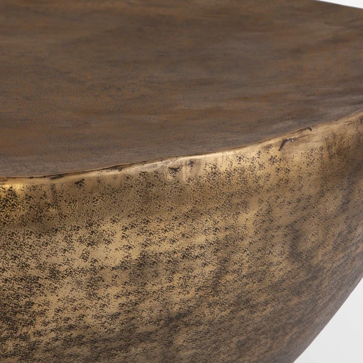 Uttermost Gilded Dome Antique Gold Hammered Aluminum Modern Round Coffee Table - Image 4