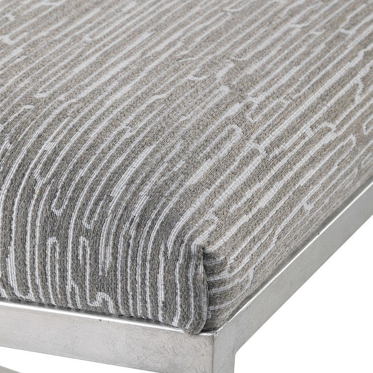 Uttermost Uphill Climb Gray Fabric Cushion Modern Brushed Silver Iron Bench - Image 3