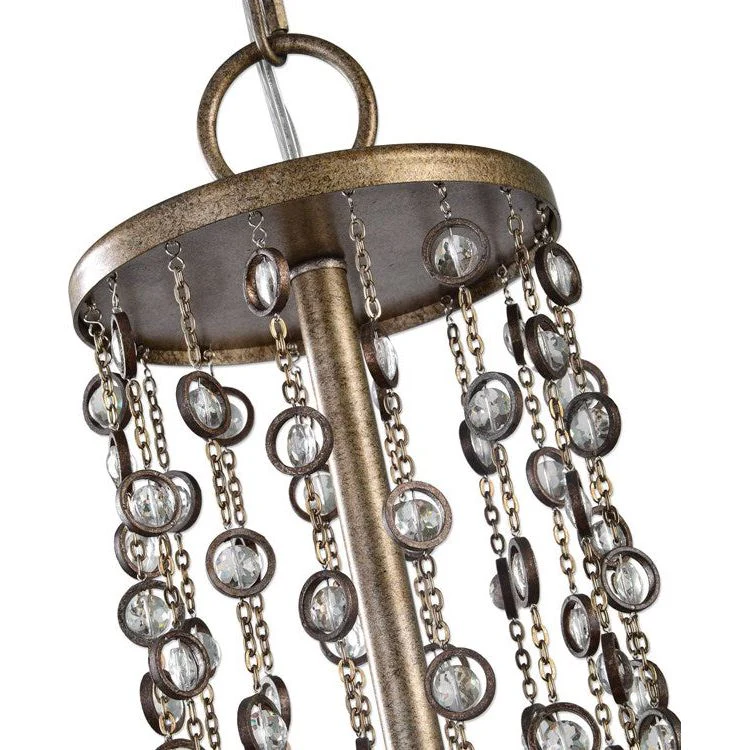 Uttermost Valka Silver and Bronze Draped Jewelry Chains With Crystals 6 Light Chandelier - Image 4
