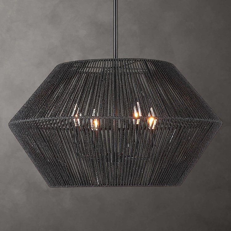 Uttermost Suva Natural Rope With Matte Black Finish 4 Light Pendant - Image 2