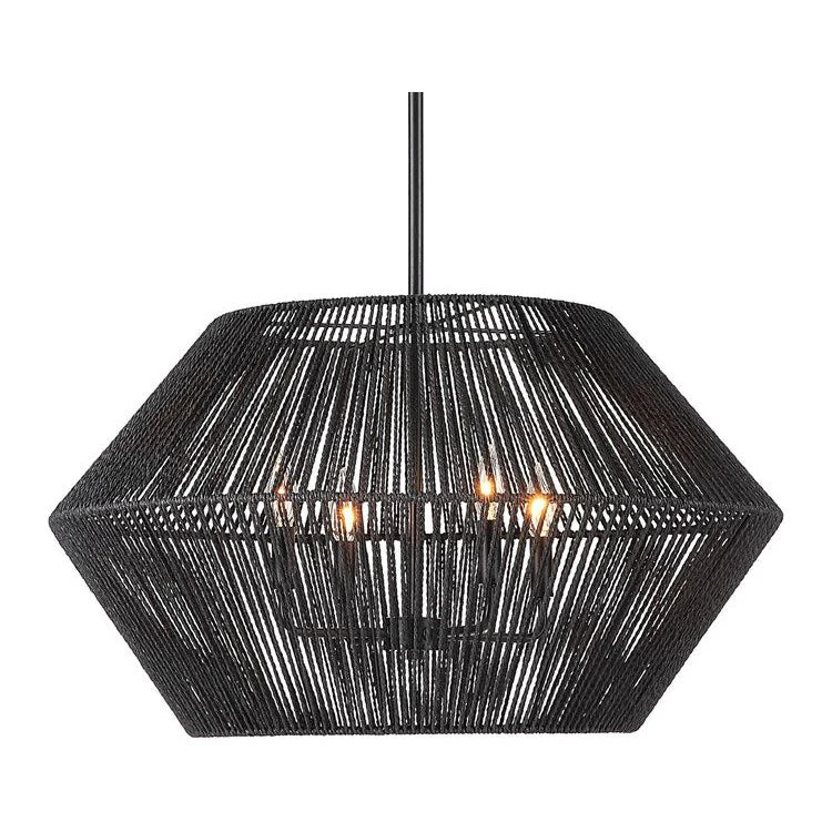 Uttermost Suva Natural Rope With Matte Black Finish 4 Light Pendant - Image 3