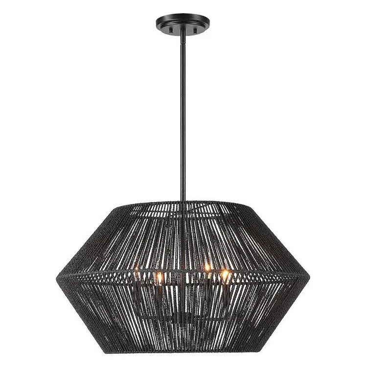 Uttermost Suva Natural Rope With Matte Black Finish 4 Light Pendant - Image 5