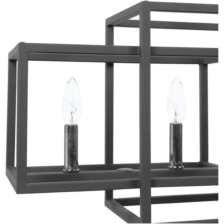 Uttermost Quadrangle Textured Black Finish With Polished Nickel Accents 6 Light Linear Chandelier - Image 7