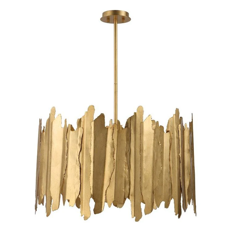 Uttermost Golden Gate Industrial Metal Sheets With Gold Leaf Finish 8 Light Pendant - Image 3