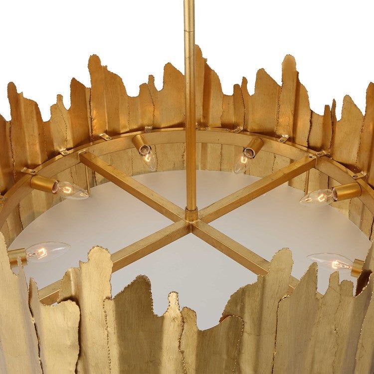 Uttermost Golden Gate Industrial Metal Sheets With Gold Leaf Finish 8 Light Pendant - Image 6