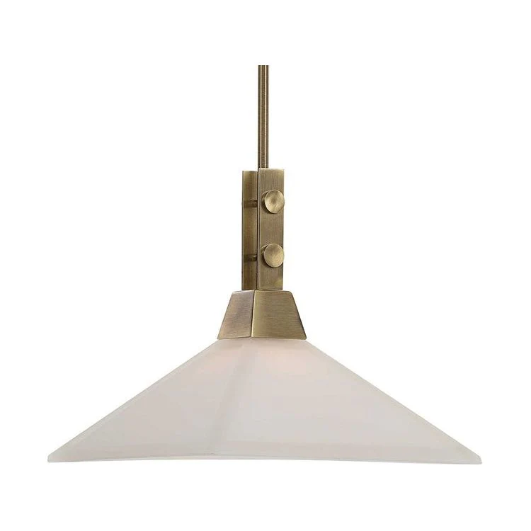 Uttermost Brookdale White Frosted Glass Shade With Aged Brass Finish Pendant Light - Image 4