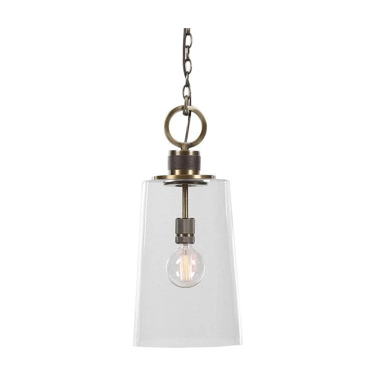 Uttermost Rosston Industrial Glass With Antique Braa Finish Mini Pendant Light - Image 3