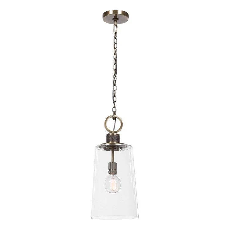 Uttermost Rosston Industrial Glass With Antique Braa Finish Mini Pendant Light - Image 4
