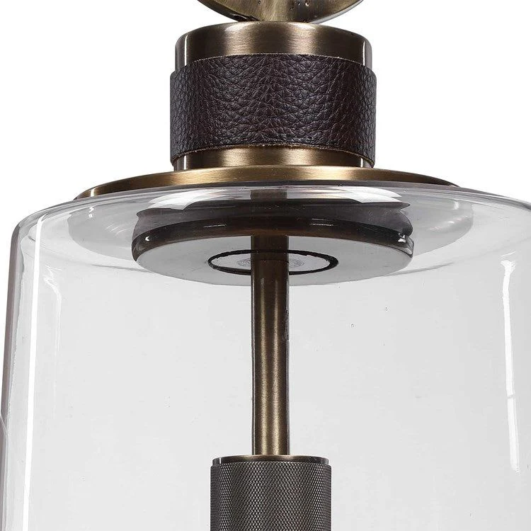 Uttermost Rosston Industrial Glass With Antique Braa Finish Mini Pendant Light - Image 6